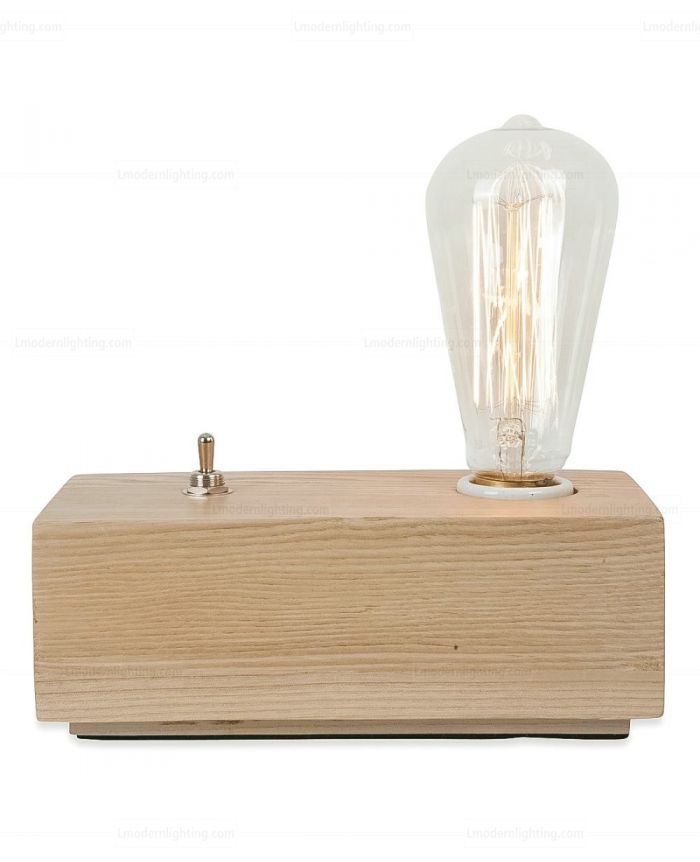 Retro Wood Block Table Lamp, Wooden Block Table Lamp