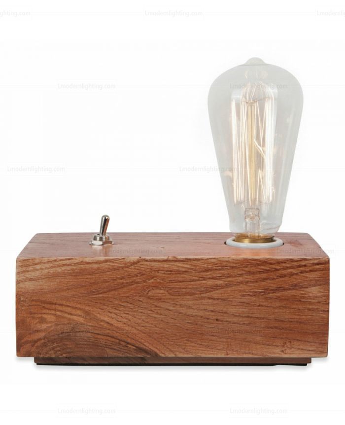 Wood block hot sale table lamp