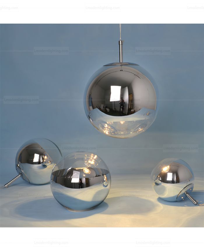 Mirror Ball Pendant Suspension Lamp Chrome chrome glossy O 25 cm